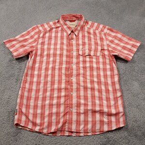 Simms Button Up Shirt Mens Medium Snap Buttons Outdoor Fly Fishing Red Vented